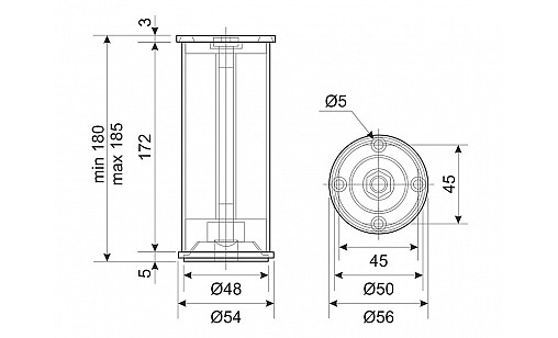 Ніжка регульована DA 11/180 AL/G2 Алюміній / Хром ДС СтандартЛайн