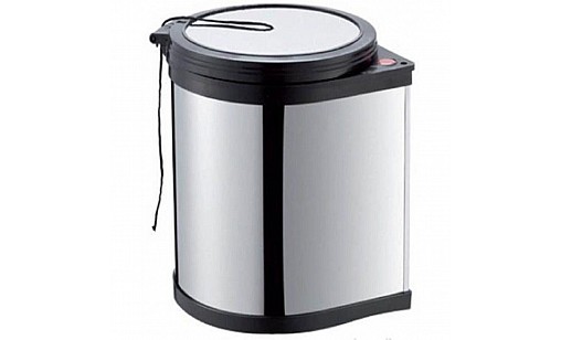 Ведро для мусора, навесное, Хром-Черный