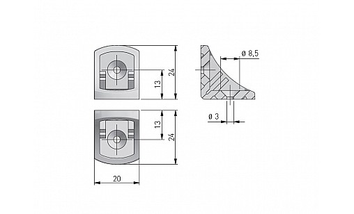 Кут монтажний одинарний кальвадос, яблуня, горіх італ GTV PM-NAR1003-732