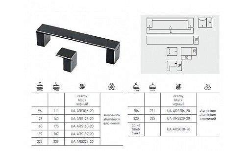 Ручка меблева ARES UA-ARS224-20 GTV