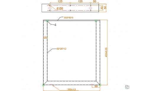 Табурет прямокутний Н-400мм Чорний ДС