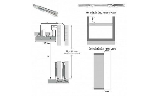 Розсувна система SKS 3000 на 2 двері з механізмом дотягу Розсувна система SKS 3000 на 2 двері з механізмом дотягу