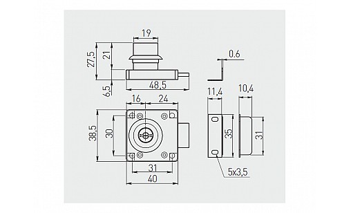 Замок врізний квадрат 138 GTV ZZ-KM-138-01-S NEW GTV